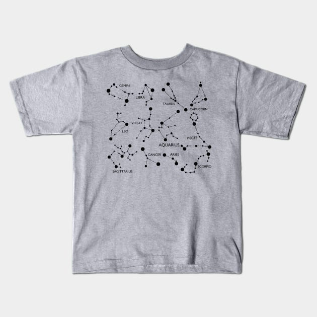 Zodiac Signs Constellation Kids T-Shirt by kapotka